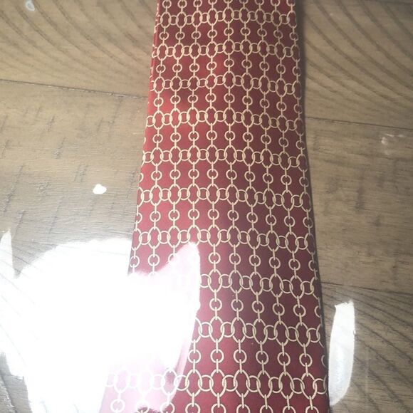 Vintage St Loren Silk Gold Chainlink Print Tie. Made in Italy 🇮🇹 WOW in Red! - Picture 10 of 10